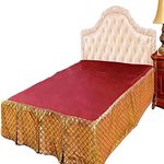 Tache Home Fashion BSK-4353LF Satin Dust Ruffle Gold Pink Red Diamon Golden Bed Skirt, Full