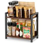 ANBOXIT Spice Rack for Countertop, Coffee Countertop Shelf, Wooden Kitchen Counter Organizer, 2 Tier Shelf for Countertop, Small Shelf Organizer for Kitchen, Office, Home - Brown