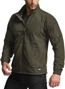 CQR Men's Full-Zip Tactical Jacket, Soft Warm Military Winter Fleece Jackets, Outdoor Windproof Coats with Zipper Pockets HKZ201-OLV X-Large Olive