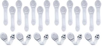 LuvLap Baby Safety Furniture Locks, Pack of 20, Adjustable and Flexible with 3M Adhesive, Safety Locks for Kids, Child Safety Locks for Drawers, Cabinets, Fridge, Cupboard (White)