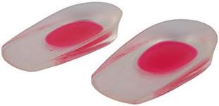 Pro11 Wellbeing Clear Orthotic Gel Heel Cups for Treatment of Plantar Fasciitis (4-7, Red)