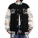 Covisoty Mens Varsity Jacket Baseball Bomber Jacket Vintage Unisex Streetwear Coats with Patchwork Hipster Utility Tops