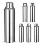 WORLD'NOX Stainless Steel Fridge Bottles [Set of 6 x 1000 ML] | 100% Leak Proof Steel Water Bottle for Office, School, Home, Gym | BPA Free & Rust Free Steel Bottle for Men, Women, Girls & Boys