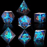 SIQUK 7-Die Polyhedral Dice for DND Sharp Edge Game Dice for Dungeons and Dragons RPG MTG Table Games (Black & Blue)