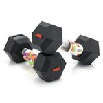 BIGBULL Rubber Coated Solid Hex Fixed Dumbbell (Pack of Two) (10 Kg x 2pc (Total = 20 kg)) Black