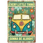 CREATCABIN Every Little Thing Gonna Be Alright peace Vintage Metal Tin Sign Retro Wall Art Decor House Plaque Poster for Home Bar Pub Garden Kitchen Coffee Garage Decoration 12 x 8 Inch