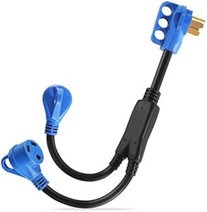 50 Amp to 30 Amp RV Adapter Splitter NEMA 14-50P Male Plug to 2 TT-30R Female Connector,Y Adapter 125/250V 50 Amp Male to Dual 125V 30 Amp Female,for Splitting Power to 2 30 Amp RVs,Max.Power 7500W