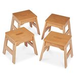 Melissa & Doug Wooden Stools - Set of 4 Stackable, 28 cm Tall - Natural