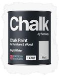 Hemway Chalk Paint Bright White 1L, Matt Finish Shabby Chic