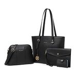 Miss Lulu Tote Bag Women Handbags and Shoulder Bags Set Purse for Woman Wristlet Bag 4 Piece Handbag Sets for Women, with Adjustable Shoulder Strap, Can Hold A4 Item, 9.7' Tablet