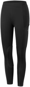 Willit Girls Horse Riding Pants Tights Kids Equestrian Breeches Knee-Patch Youth Schooling Tights Zipper Pockets Black XL