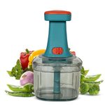 Rylan Manual Hand Press Push Chopper with 6 Blades for Effortless Chopping Vegetables & Fruits (Assorted, 650 ml, Plastic).