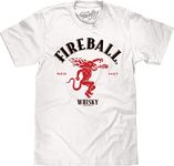 Tee Luv Men's Fireball Whisky Dragon Logo Shirt, White, 3XL