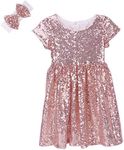 Cilucu Flower Girl Dress Baby Toddlers Sequin Dress Kids Party Dress Bridesmaid Wedding Gown, Rose Gold/Off White, 3 Years