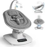 AMKE Luxury Electric Baby Swing for Infants, 45dB Quiet Dual Motor, 5 Swing Motions, Aluminum Frame, 3 Recline Positions, Touch Panel, 5 Preset Songs, Spine Comfort for Newborns Swaying