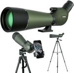 GUANIEE 25-75x80 Spotting Scope for Target Shooting with Upgraded Tripod Carrying Bag and Phone Adapter Spotter Scope Hunting Bird Watching Green