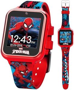 Accutime Marvel Spider-Man Red Educational Touchscreen Smart Watch Toy for Boys, Girls, Toddlers - Selfie Cam, Learning Games, Alarm, Calculator, Pedometer, and More (Model: SPD4588AZ), Red, 41 mm,