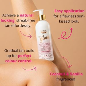 Skinny Tan Body Glow Gradual Tan Lotion – Vegan, Coconut & Vanilla, 280ml