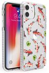 Koi Fish Japanese Watercolour Pattern Impact Phone Case for Iphone 11 TPU Protective Light Strong Cover with Transparent Clear Japan Illustration