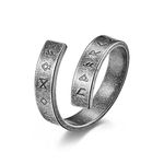 AmDxD Engraved Name Men's Engagement Rings, Stainless Steel Band Ring Viking Symbol Wedding Rings Open for Men, Silver, Stainless steel, Without zirconia