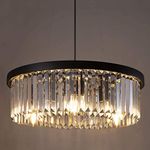 Wellmet Crystal Chandelier for Foyer Dining Room, 6 Lights Modern Crystal Pendant Light, Vintage Ceiling Lighting Fixture for Kitchen Island, Living Room, Bedroom, Hallway, W-21.65”