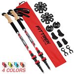 FitTrek Trekking Poles - Hiking Poles Cork - Walking Poles Telescopic - Lightweight Trekking Stick for Women, Men and Kids with Walking Poles Rubber Tips and Pole Bag, 1 Pair