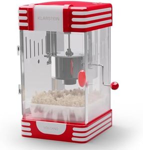 Klarstein Macchina Popcorn Bambini Vintage, Macchina per Pop Corn 300W, Macchina Popcorn Professionale, Macchina per i Popcorn con Contenitore in Acciaio Inossidabile, Macchina dei Popcorn Stile Retro