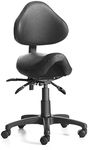 Eognyzie Adjustable Saddle Stool Chairs with Back Support Ergonomic Rolling Esthetician Seat for Salon Tattoo Shop Spa Home Dentist Clinic