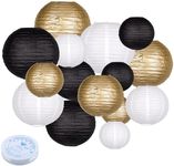 15pcs Paper Lanterns Black Gold Rou