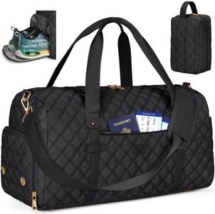 Gym Duffle Bag, Travel Duffle Bag for Women, Weekender Bag with Wet Pocket & Shoe Compartment Large Carry On Bag Overnight Bag Toiletry Bag for Travel Sports Yoga, Black