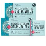 Base Labs Piercing Aftercare Wipes | Piercing Cleaning Solution - 150 Wipes | Cleanses & Sanitizes all Body, Nose, Ear Piercings | Saline Solution Piercing - Keloid & Piercing Bump Treatment Wipes