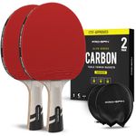 PRO-SPIN Ping Pong Paddles – ITTF Approved Professional Table Tennis Rackets with Carbon Fibre for Superior Control | 7-Ply Blade, Premium Rubber, 2.0mm Sponge (Red, 2-Pack)