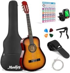 Moukey 38" Acoustic Guitar for Beginners Kids Youth Adult Dreadnought Guitarra Acustica Kit with Chord Poster, Gig Bag, Tuner, Picks, Nylon Strings, Capo, Strap - Sunburst