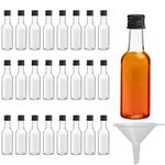 BELLE VOUS Mini Plastic Bottles with Lids (24 Pack) - Empty 50ml Shot Bottles - Small Miniature Bottles for Alcohol, Spirits, Liquor - Funnel Included