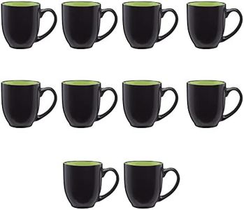 DISCOUNT PROMOS Bistro Coffee Mugs 16 oz. Set of 10, Bulk Pack - Great for Tea, Cocoa, Diner, Travel mugs - Lime Green