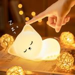 Zilloquil Silicone Cute Sleeping Kitty Nursery Night Light For Kids Color Changing Baby Lamp, Portable And Rechargeable Kid Best Gifts Cat Lover Girls Boys Children Adult, Led, White