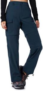 Cycorld Women's-Hiking-Pants-Convertible Quick-Dry-Stretch-Lightweight Zip-Off Outdoor Pants with 5 Deep Pockets (Navy, Large)