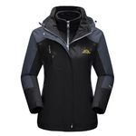 MAGCOMSEN Womens Ski Jackets 3-in-1 Waterproof Coats Water Resistant Fleece Hiking Winter Jacket Parka Black M