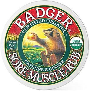 Badger - Sore Muscle Rub, Cayenne Pepper and Ginger, Organic Sore Muscle Rub, Warming Balm, Muscle Relief Balm, Warming Muscle Rub, Sore Muscle Balm, 2 oz