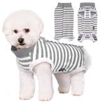 Zuimei Dog Surgery Recovery Suit,Striped Dog Surgical Recovery Suit Anti-licking Dog Post Surgery Bodysuit Dog Recovery Shirt Dog Onesie Vest for Small Dog,E-Collar Alternative(Gray M)