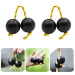 Aslatuas Rhythmic Ball Kashaka Instrument, Two Pair ABS Kashaka Music Egg Shakers, Double Gourd, Easy to Play for Adults and Teenagers at Parties, Shows (Black)