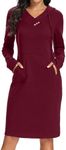 Kimmery Long Sleeve Dress for Women Lightweight Kangaroo Pocket Hoodie Dress Fall Sweatshirts for Women, 2-3 Wine, X-Large