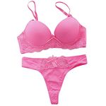 Sllowwa Women's Bra Suits Daily Wear Push Up Sexy Padded Bras Set Supportive Comfortable Soft Breathable Lingerie Lace Bra Knicker Underwear (90C,Pink)