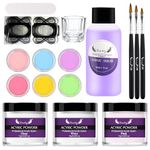 Acrylic Nail Kit, Acrylic Nail Powder for Acrylic Nails Extension kit Acrylic Powder Kit with Monomer Acrylic Nail Liquid, Crystal Powder, Acrylic Nail Brush, Nail Forms for Nail Art Starter Kit