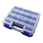 TMYIOYC Screw Organizer Box, Portable Small Parts Organizer, 34-Compartments Double Sided Hardware Organizer with Removable Plastic Dividers for Screws, Nuts, Nails, Bolts