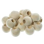 West Coast Paracord 100pc Pack Size 25MM (1 Inch) Natural Wooden Beads, Unfinished Wood Beads for Crafting and Jewelry Making and More