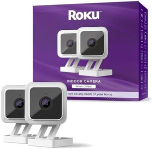 Roku Indoor Camera for Home Security, 2-Pack - Wired Security Camera with 1080p HD Color Night Vision, Works with Alexa & Google, Motion & Sound Detection, Built-in Siren, 90-Day Subscription Included