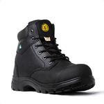 Tiger Safety Women's CSA Steel Toe Leather Work Safety Boots 355, Black, Size 6