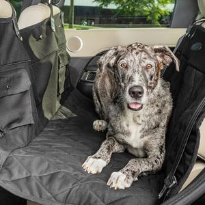 PetSafe Happy Ride Quilted Hammock Seat Cover - Waterproof & Durable Dog Seat Cover - Machine Washable - Fits Most Cars, Trucks & SUVs - Backseat Protection for Pet Paws, Scratches & Dog Hair, Black