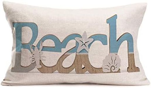 Hopyeer Ocean Beach Throw Pillow Covers Beach Quote Words with Coastal Sea Lobster Starfish Conch Decorative Cotton Linen Pillowcase Home Sofa Chair Decor Cushion Cover 12X20Inch (Oq-Beach)